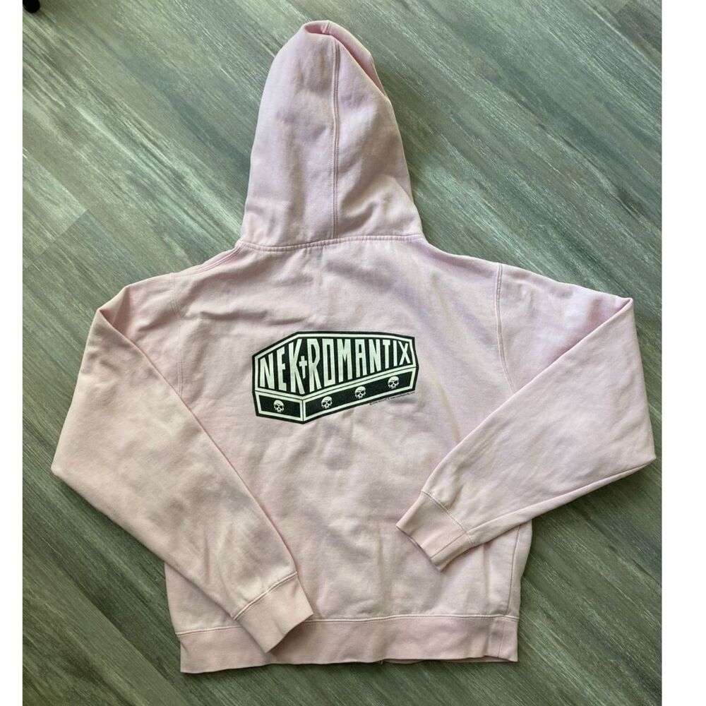 Vintage Nekromantix Coffin Logo Pink Zip Up Hoodie Independent Trading Co Large